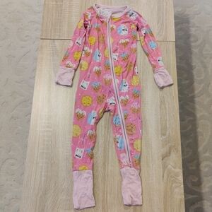 Little Sleepies Pink Cookie & Milk Footed One-Piece Pajamas Size 6-12mo